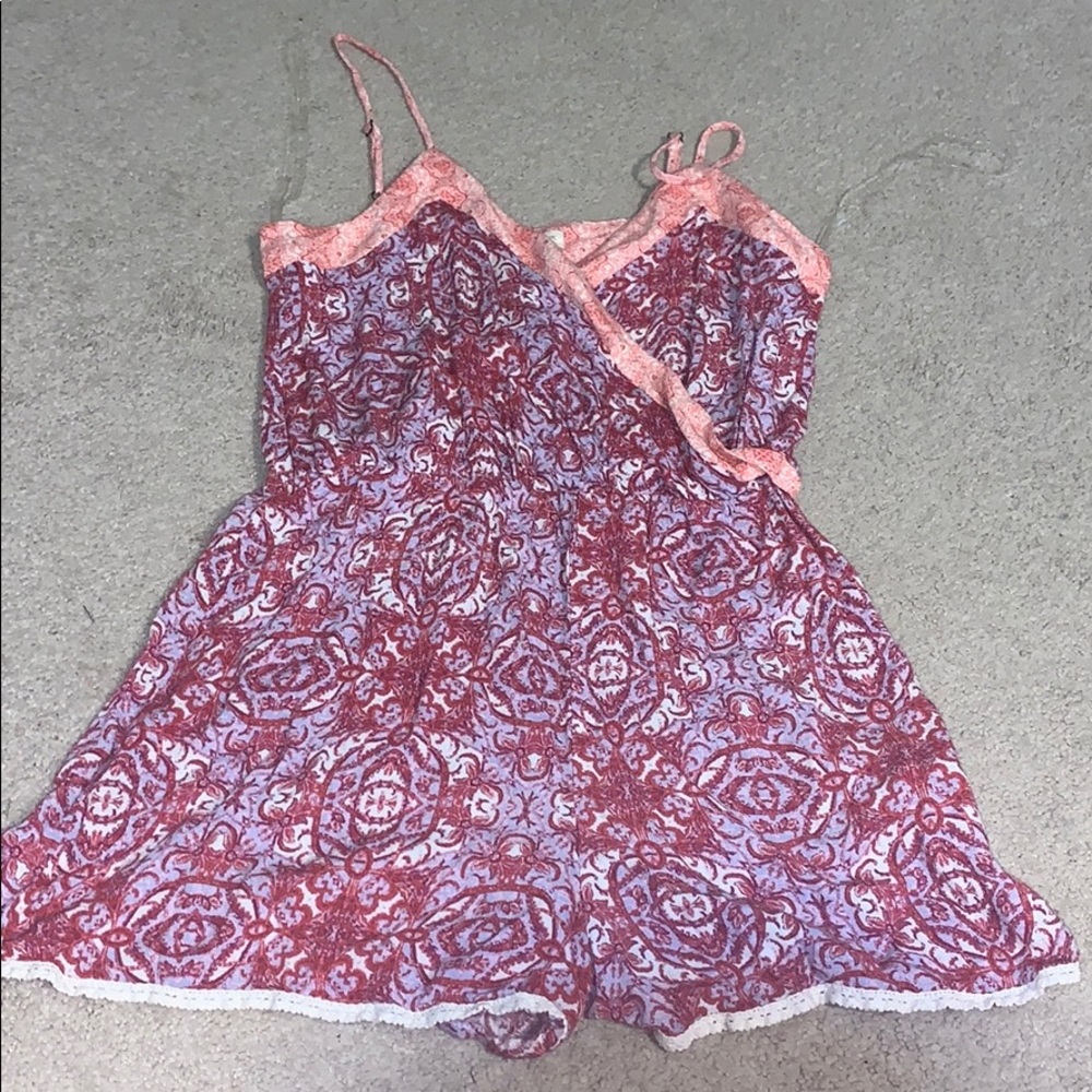paisley pink and dark pink romper